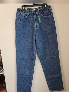 LL Bean Dark Indigo Plaid Original Fit/ Relaxed Women’s Jeans NEW!!